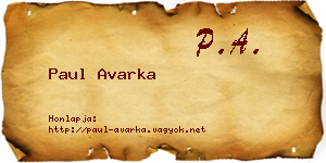 Paul Avarka névjegykártya